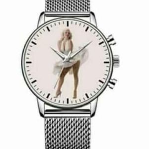 Beautiful Stainless Steel Marilyn Monroe Round Glass  Quartz Watch
